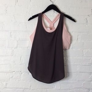 Fabletics Gray Workout Top with Built in Bra Size L